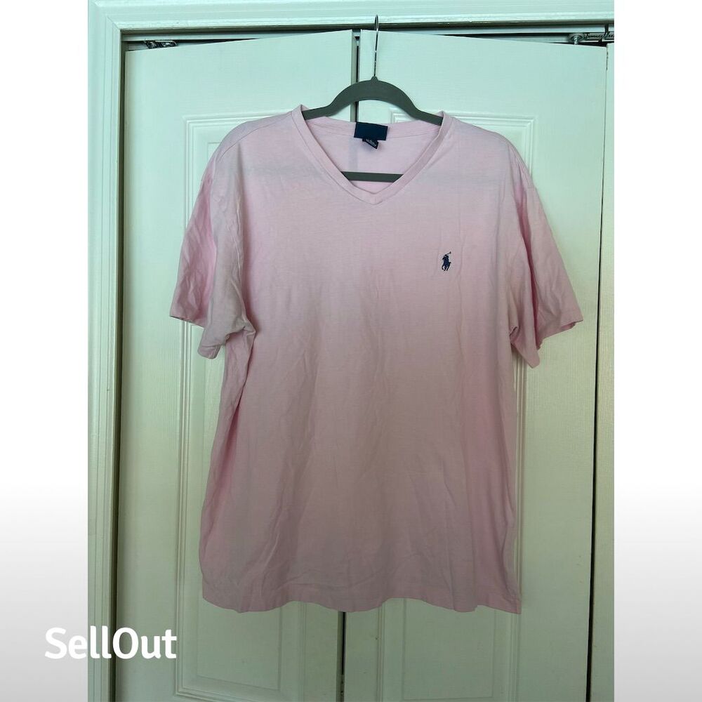Polo Ralph Lauren Men's V-Neck Classic Fit Pink T-Shirt Size L
